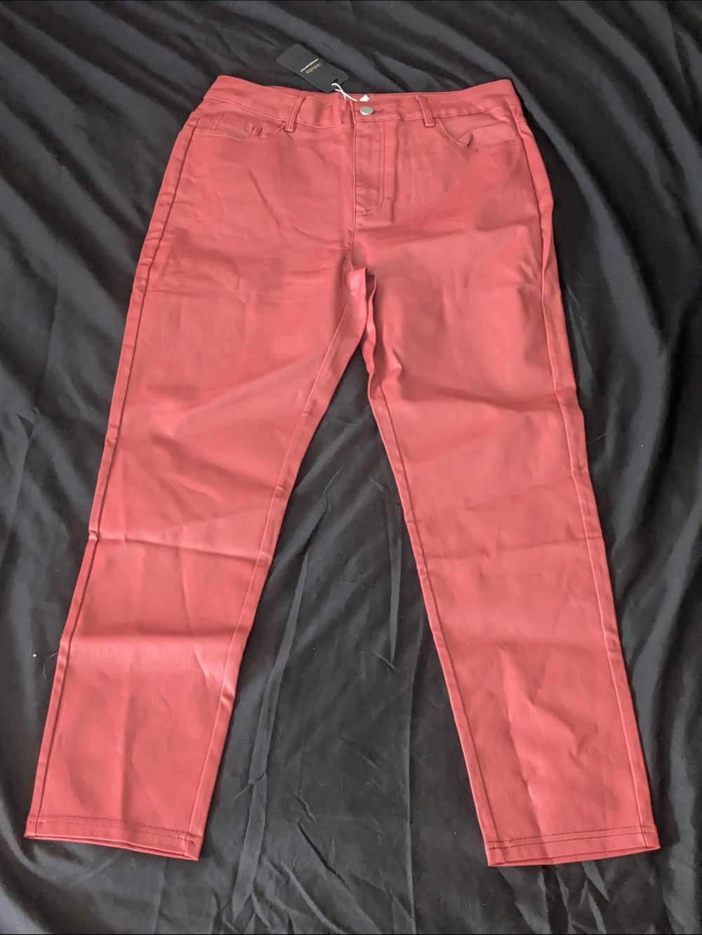 Women’s Red Boot Cut faux leather pants - Unbranded